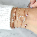 4 Pcs/ Set Classic Arrow Knot Round Crystal Multilayer Adjustable Open Bracelet Set Women Fashion Party Jewelry Multiple Styles
