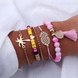 4 Pcs/ Set Classic Arrow Knot Round Crystal Multilayer Adjustable Open Bracelet Set Women Fashion Party Jewelry Multiple Styles