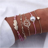 4 Pcs/ Set Classic Arrow Knot Round Crystal Multilayer Adjustable Open Bracelet Set Women Fashion Party Jewelry Multiple Styles