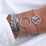 4 Pcs/ Set Classic Arrow Knot Round Crystal Multilayer Adjustable Open Bracelet Set Women Fashion Party Jewelry Multiple Styles