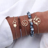 4 Pcs/ Set Classic Arrow Knot Round Crystal Multilayer Adjustable Open Bracelet Set Women Fashion Party Jewelry Multiple Styles